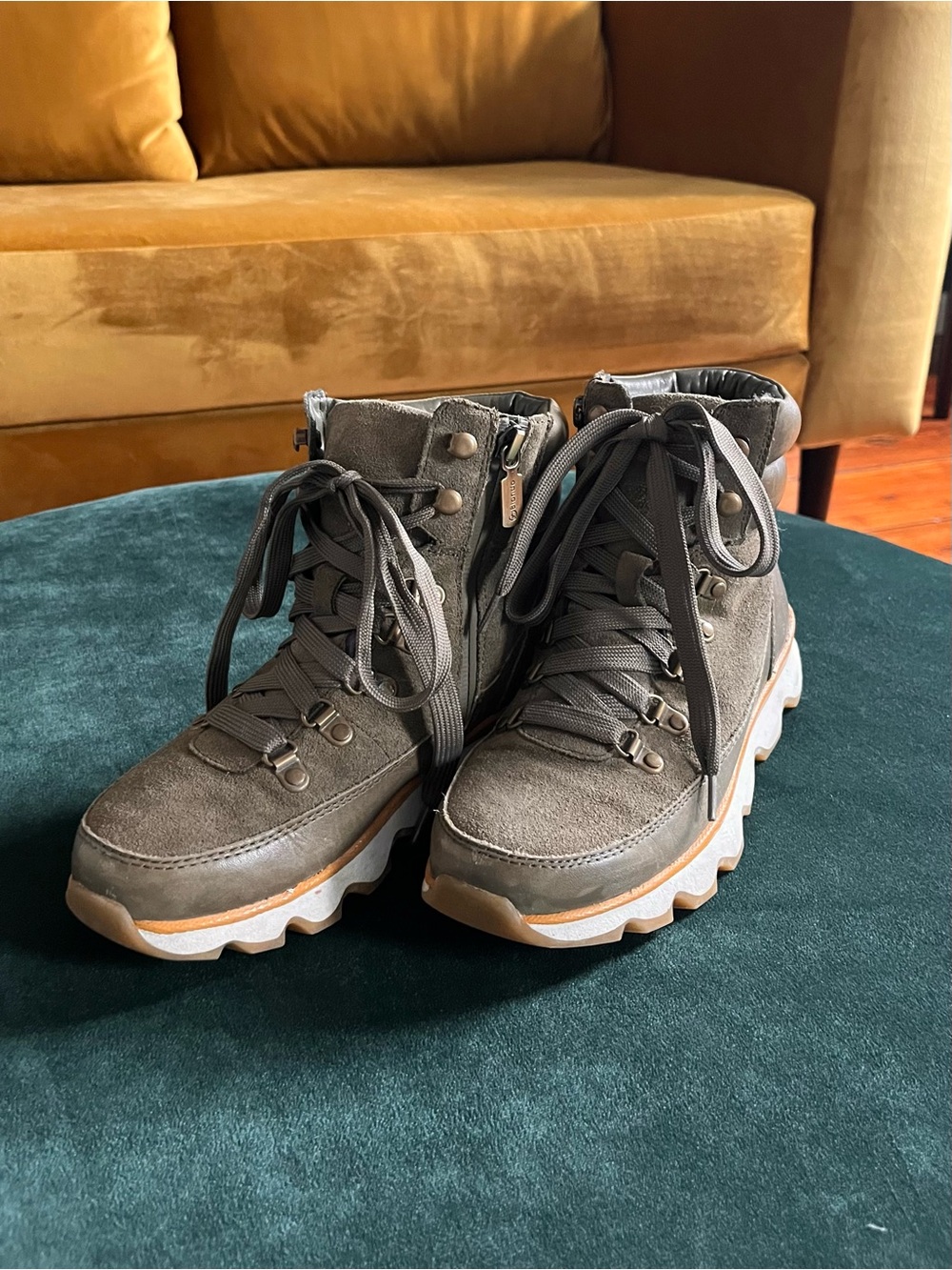 Blondo Olive Green Suede Lace-Up Boots